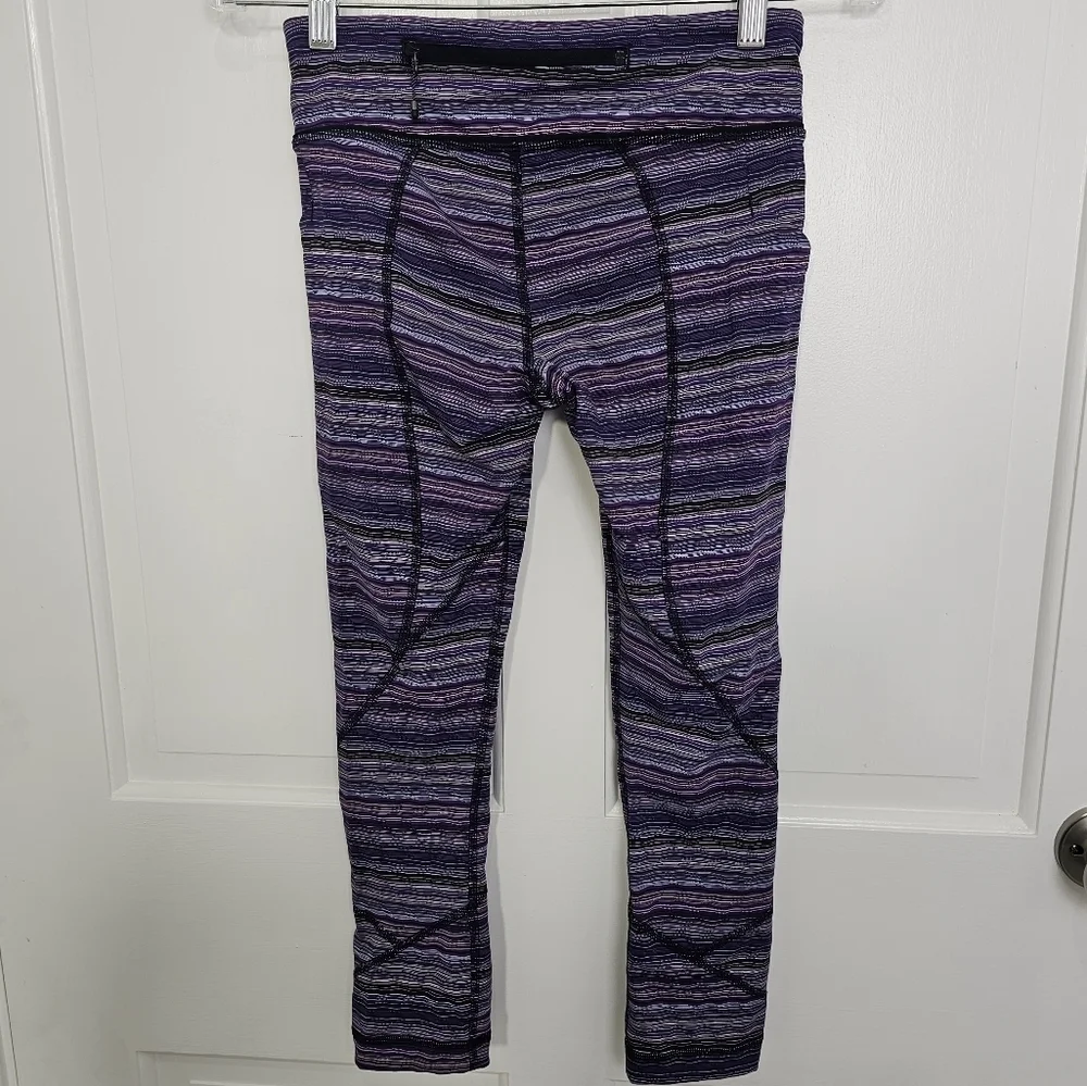 Lululemon Pace Rival Crop Leggings Space Dye Twist Ultra Violet Multi Size 4